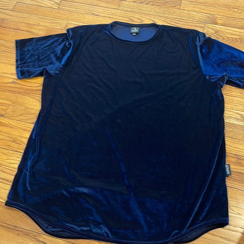 Velour Navy Blue T- Shirt